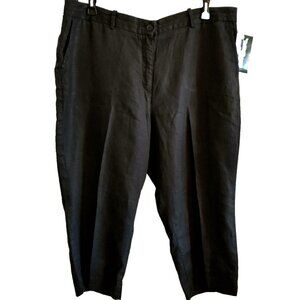 L.L. Bean Outlet Womens Black Linen High Rise Cropped Pants - Size 20P NWT